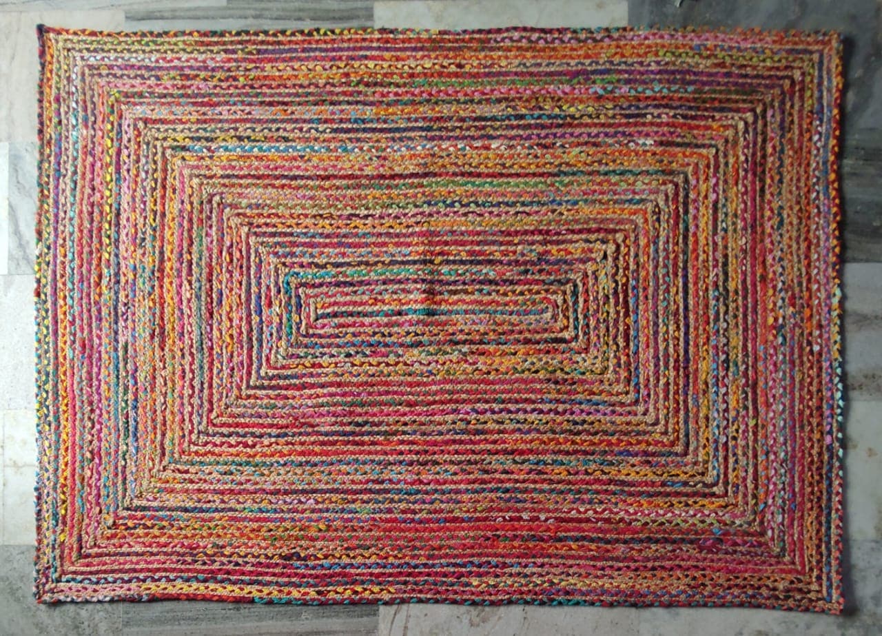 Multicolor Braided Jute Rug